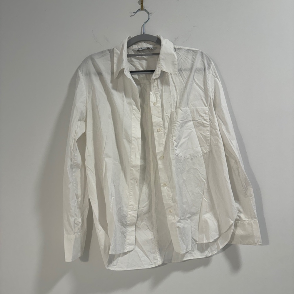 Zara White Poplin Button Down